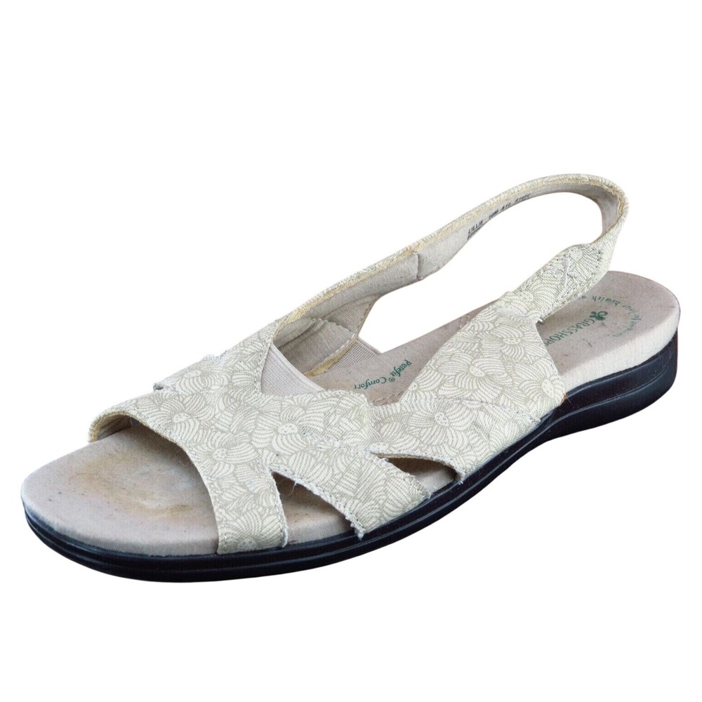 Grasshopper Sz 10 M Beige Slingback Fabric Women Sandals Lillie‎